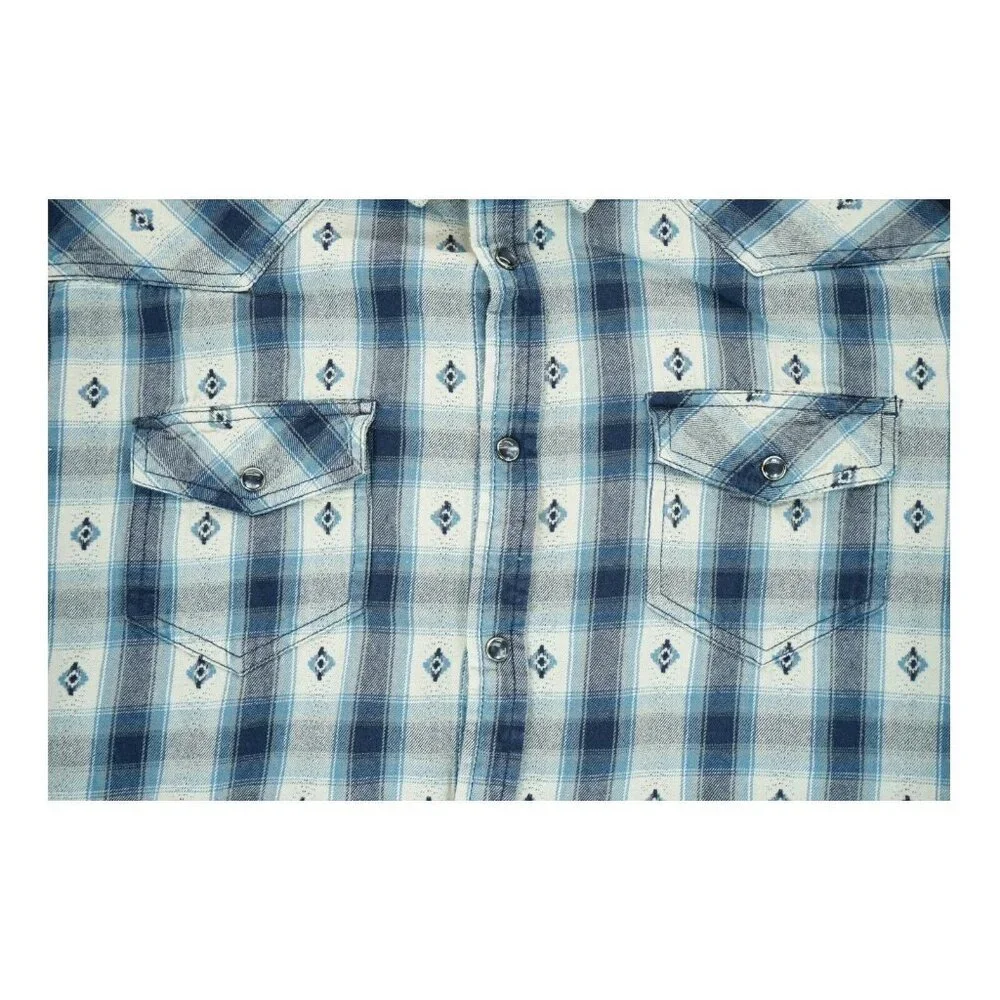 Cody James Shirt Mens XL Blue Plaid Western Slim Fit Pearl Snap‎ Long Sleeve